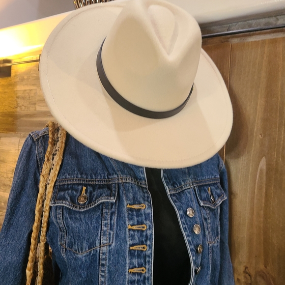 Assorted Wide-Brim Felt Hats - Cream, Olive, Brown & Lavender - Picture 2 of 14